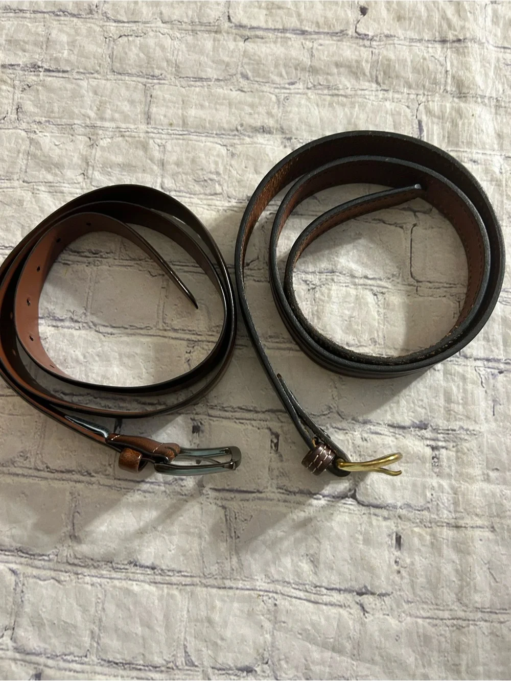 PERRY ELLIS PORTFOLIO BROWN LEATHER BELT SIZE 42 & HANDCRAFTED SMOKEY MOUNTAINS